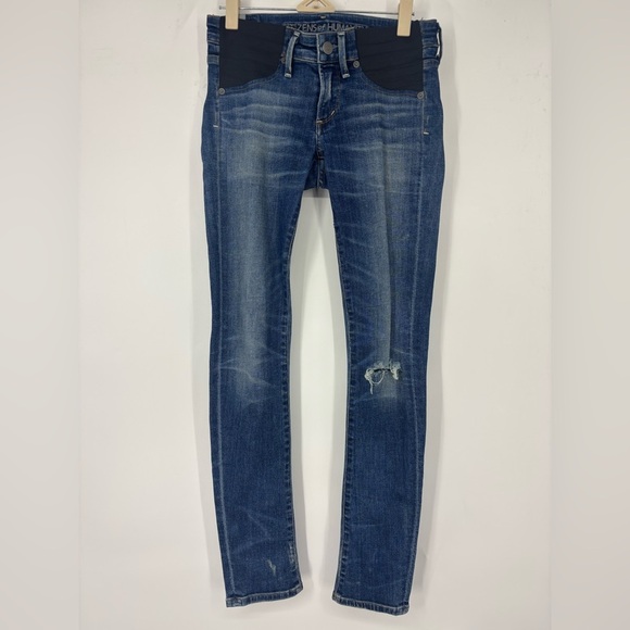 NWOT Citizens Of Humanity Racer Skinny Side Panel Maternity Jeans Blue 25 - Picture 2 of 5